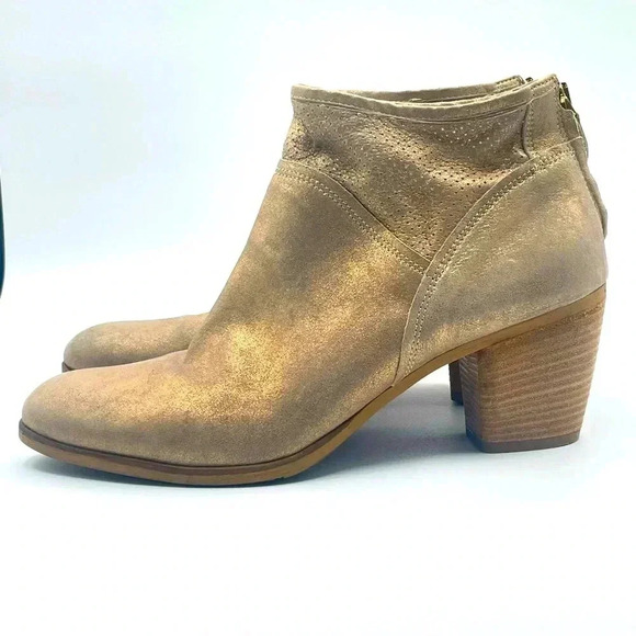 APROPO GOLD ANKLE BOOTS BOOTIES SIZE 41 BLOCK HEELS - Picture 4 of 12